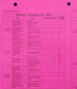 One of my 6th grader's charts after taking our Non-Fiction Test